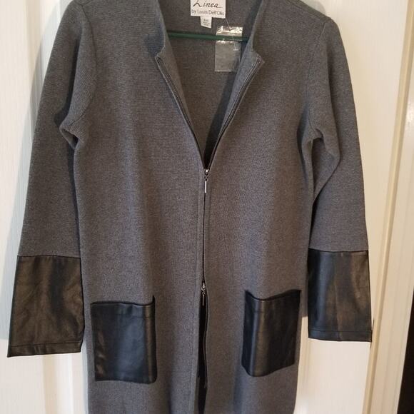 New linea‎ faux leather grey cardigan xxs - Picture 4 of 7